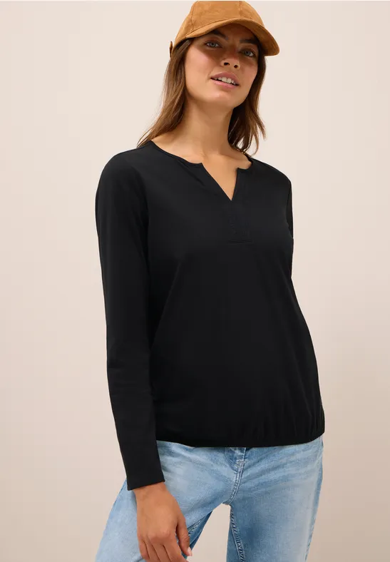 cecil Tunika Split Neck Baumwolle Schwarz