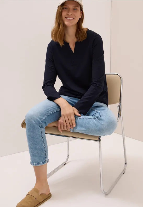 Thumbnail - Cecil Damen Shirt im Tunika-Look in Blau, Gr: M