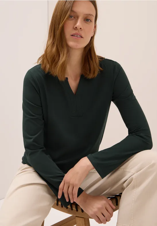 cecil Tunika Split Neck Baumwolle Grün