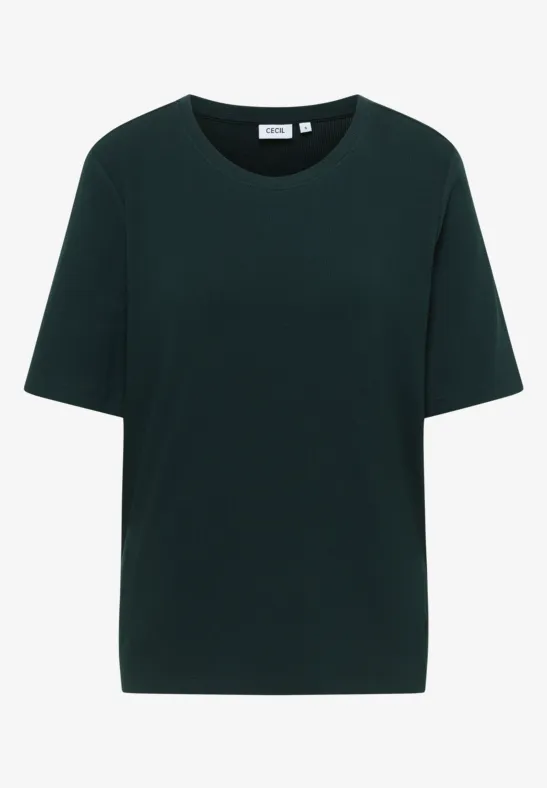 Thumbnail - Cecil Damen Basic Ripp T-Shirt in Grün, Gr: XXL