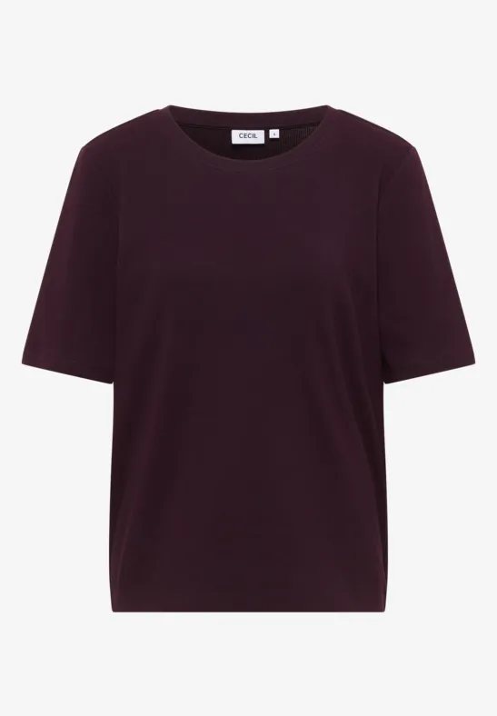 Thumbnail - Cecil Damen Basic Ripp T-Shirt in Rot, Gr: XXL