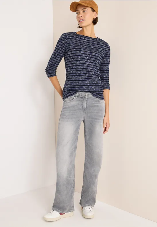 Thumbnail - Cecil Damen Gestreiftes Ripp-Shirt in Blau, Gr: 3XL