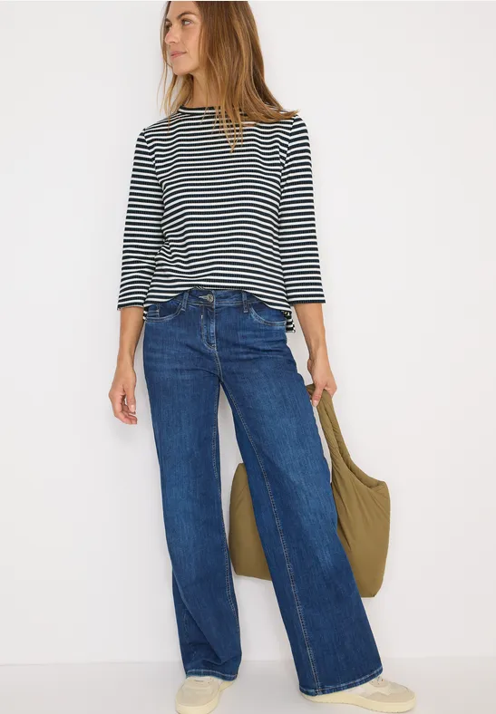 Thumbnail - Cecil Damen Gestreiftes Strukturshirt in Blau, Gr: 3XL