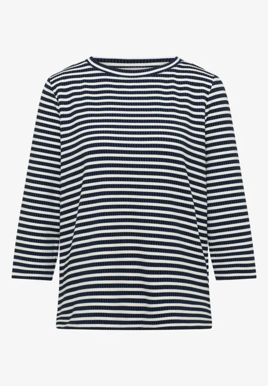 Thumbnail - Cecil Damen Gestreiftes Strukturshirt in Blau, Gr: 3XL