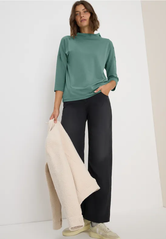 Thumbnail - Cecil Damen Shirt mit Knopfdetail in Grün, Gr: L