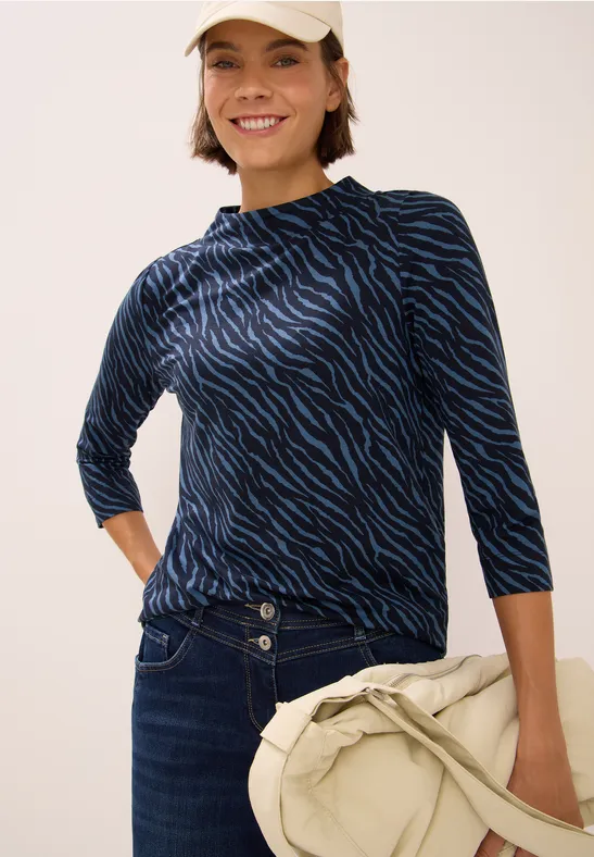 Thumbnail - Cecil Damen Shirt mit Minimal Print in Blau, Gr: S