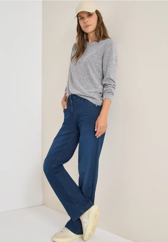 Thumbnail - Cecil Damen Melange Shirt mit Knöpfen in Blau, Gr: L