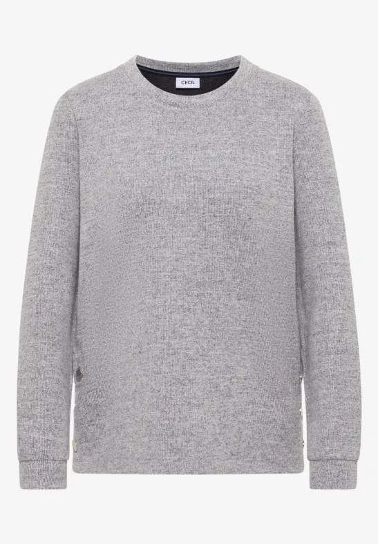 Thumbnail - Cecil Damen Melange Shirt mit Knöpfen in Blau, Gr: L