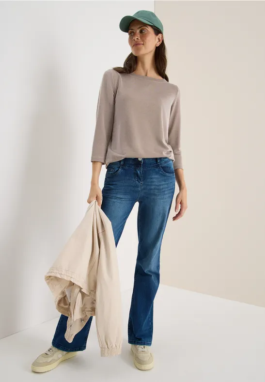 cecil Top U-Boot 3/4-Arm Viskose-Polyester Braun