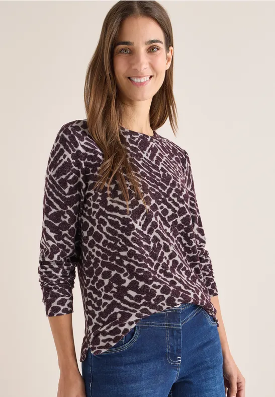 Thumbnail - Cecil Damen Kuscheliges Print-Shirt in Rot, Gr: XXL