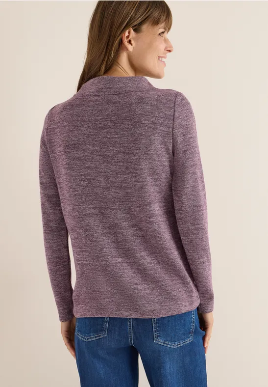 Funnelneck Melange Rippshirt günstig online kaufen
