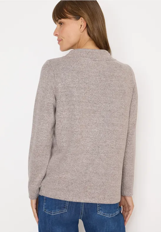 Funnelneck Melange Rippshirt günstig online kaufen