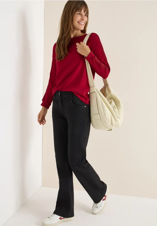 Thumbnail - Cecil Damen Shirt mit Gallonstreifen in Rot, Gr: M