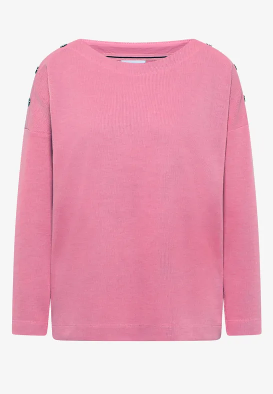 Thumbnail - Cecil Damen Softes Melange Shirt in Rosa, Gr: XS