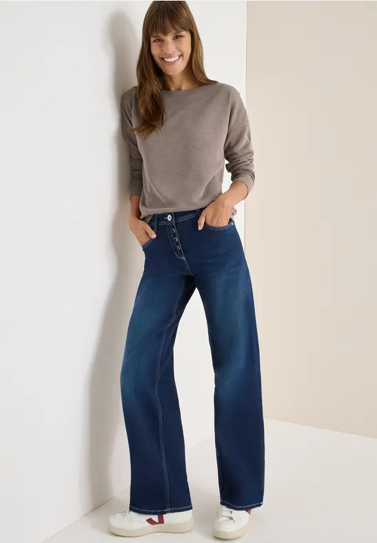 Thumbnail - Cecil Damen Softes Melange Shirt in Braun, Gr: M