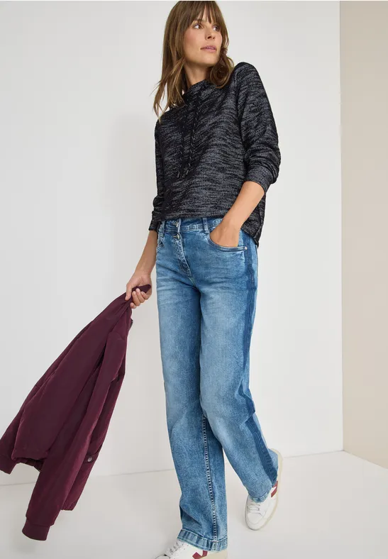 Thumbnail - Cecil Damen Funnelneck Strukturshirt in Blau, Gr: S