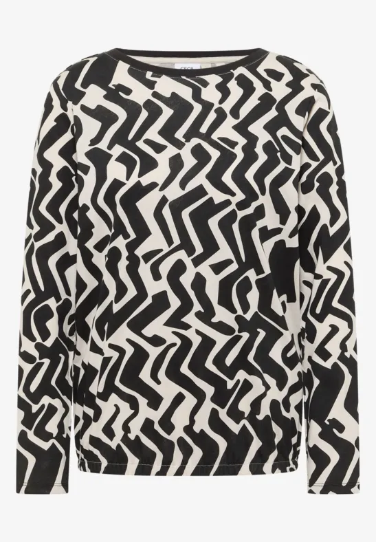 Thumbnail - Cecil Damen Gemustertes Langarmshirt in Grau, Gr: L