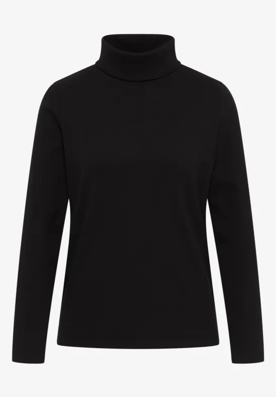 Thumbnail - Cecil Damen Langarmshirt in Rippstruktur in Schwarz, Gr: L