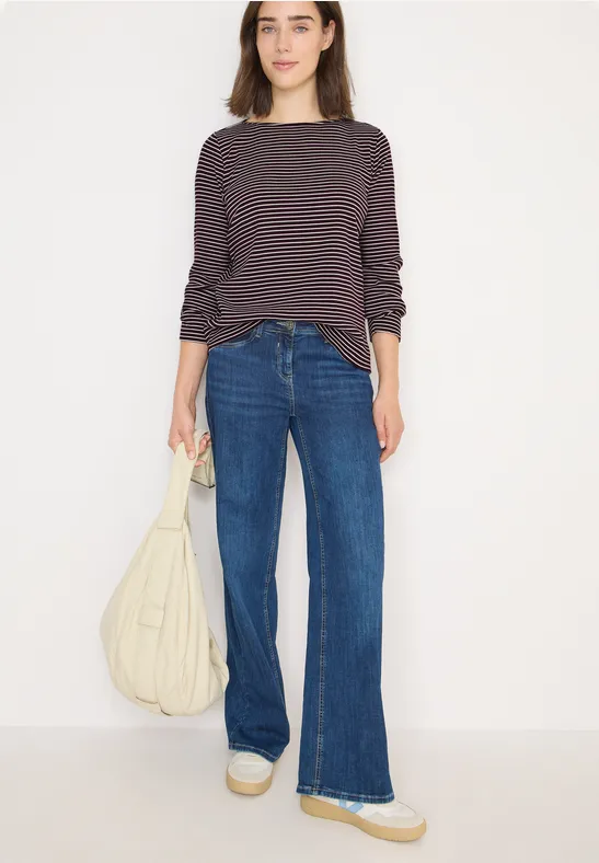 Thumbnail - Cecil Damen Gestreiftes Langarmshirt in Rot, Gr: L