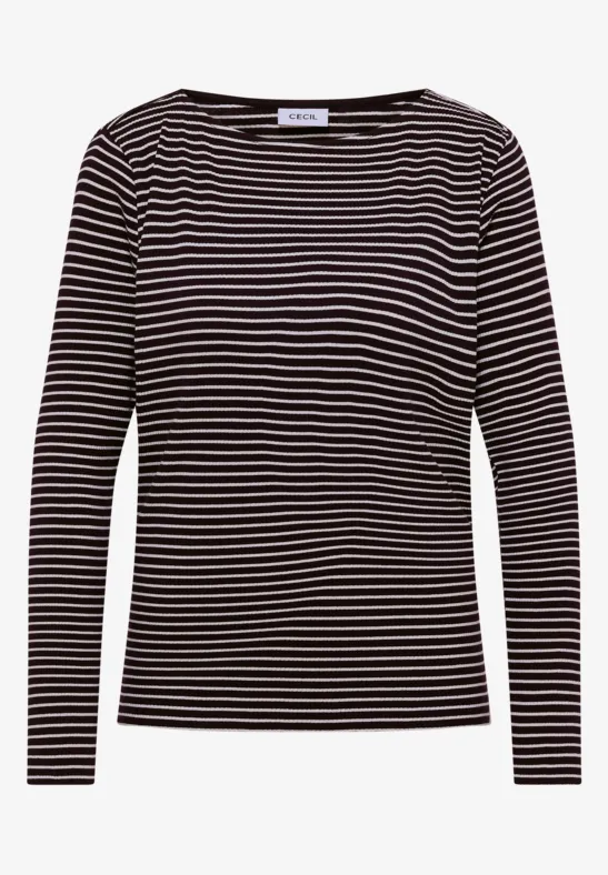 Thumbnail - Cecil Damen Gestreiftes Langarmshirt in Rot, Gr: L