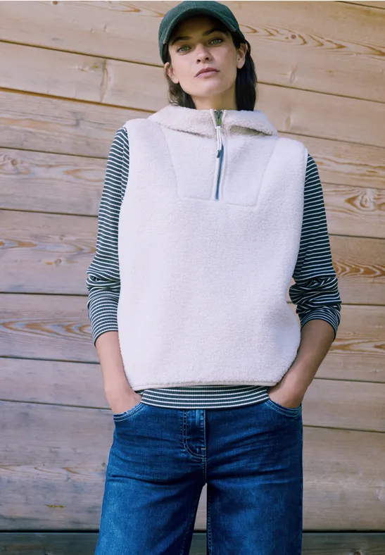 cecil Gestreiftes Langarmshirt Rippstruktur Baumwolle-Esasthan Grün