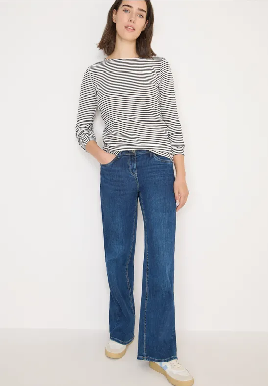 Thumbnail - Cecil Damen Gestreiftes Langarmshirt in Weiß, Gr: S