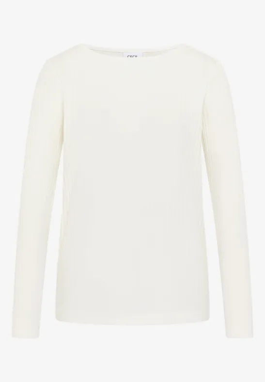 Thumbnail - Cecil Damen Rippstruktur Shirt in Weiß, Gr: L