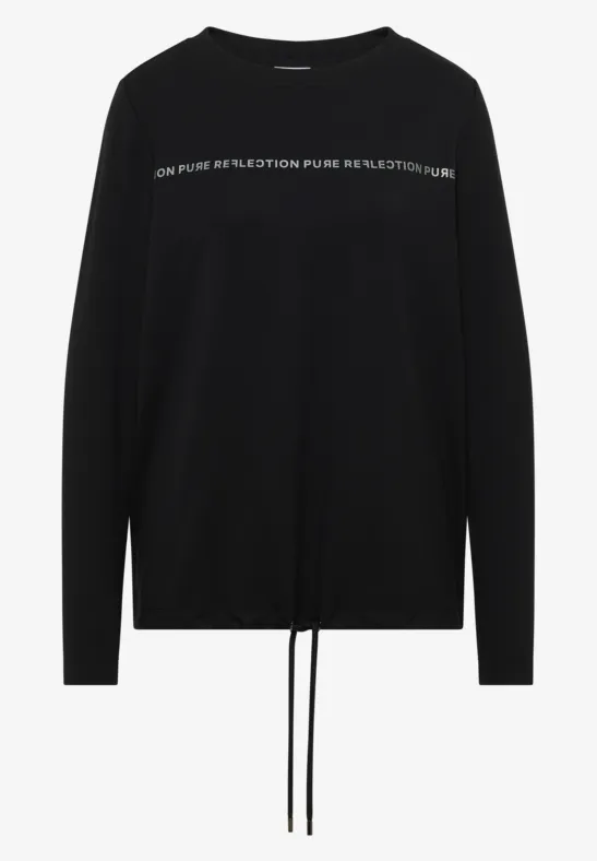 Thumbnail - Cecil Damen Langarmshirt mit Wording in Schwarz, Gr: M