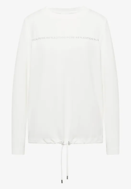 Thumbnail - Cecil Damen Langarmshirt mit Wording in Weiß, Gr: L