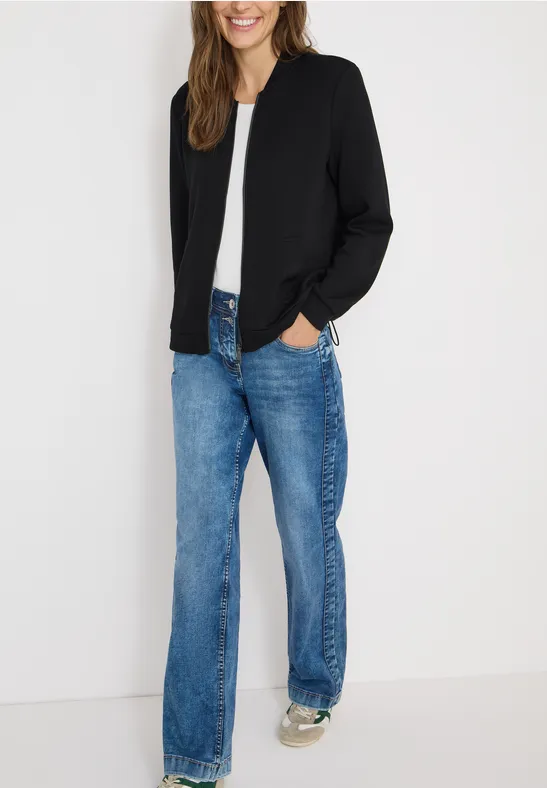 Thumbnail - Cecil Damen Softe Piquée Jacke in Schwarz, Gr: S