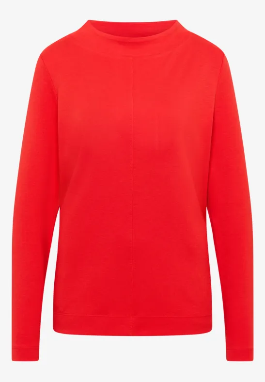 Thumbnail - Cecil Damen Funnelneck Shirt in Unifarbe in Orange, Gr: L