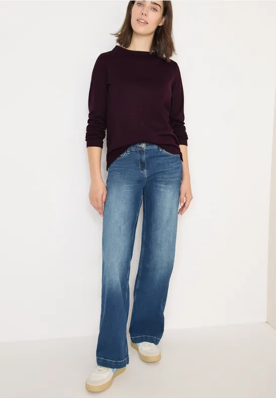 Thumbnail - Cecil Damen Funnelneck Shirt in Unifarbe in Rot, Gr: S