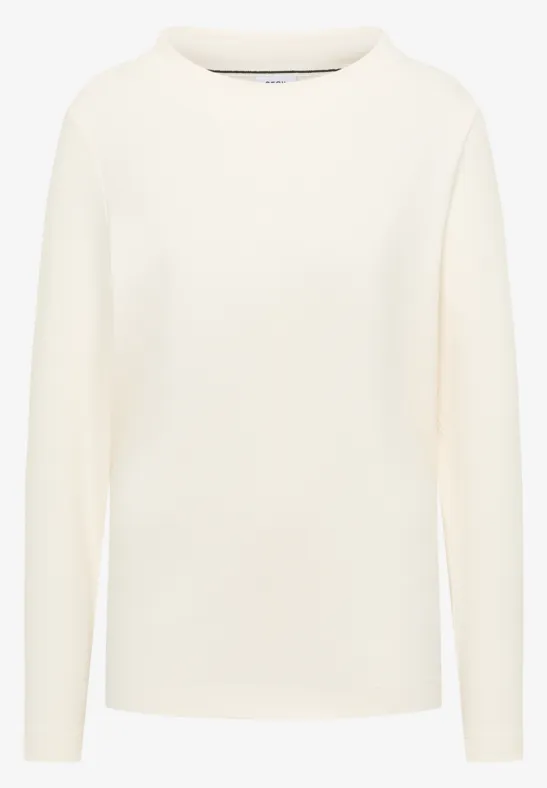 Thumbnail - Cecil Damen Funnelneck Shirt in Unifarbe in Weiß, Gr: XL