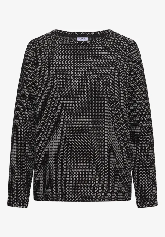 Thumbnail - Cecil Damen Two-Tone Strukturshirt in Schwarz, Gr: S