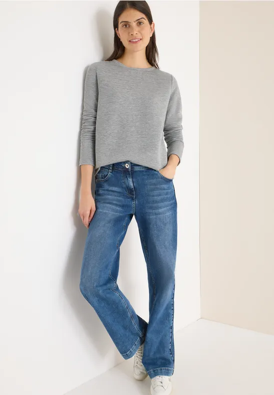 Thumbnail - Cecil Damen Glitzer Ottoman Shirt in Grau, Gr: XS