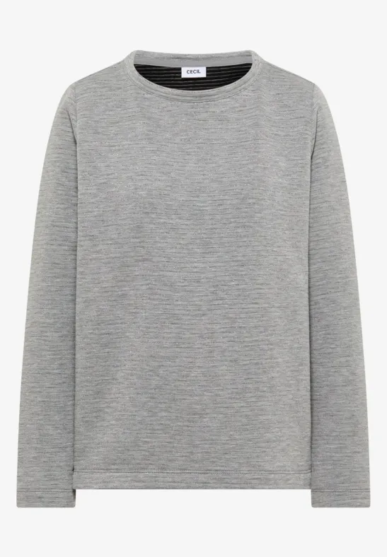 Thumbnail - Cecil Damen Glitzer Ottoman Shirt in Grau, Gr: XS