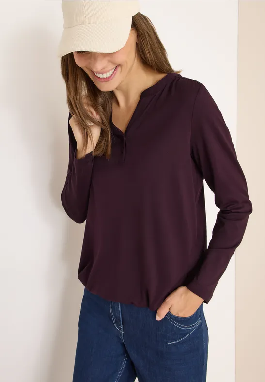 cecil Tunika-Look Shirt Split Neck Modal-Organic Cotton Rot