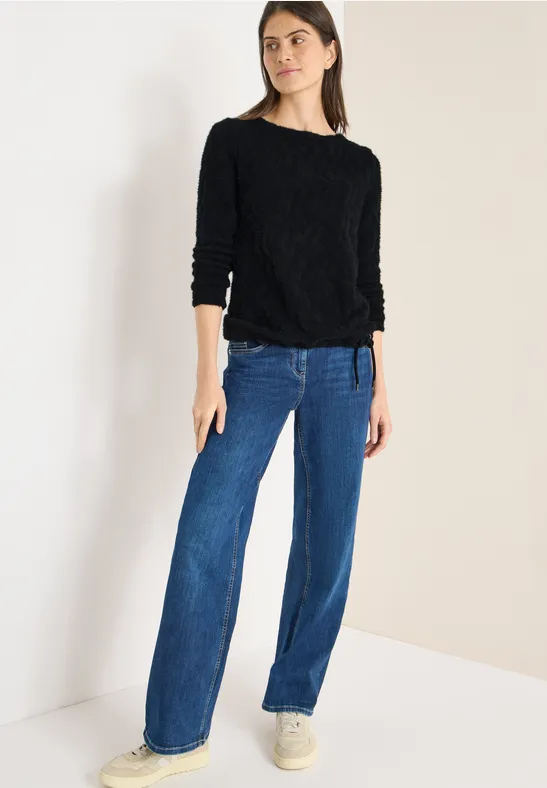 Thumbnail - Cecil Damen Federgrarn Jacquard Shirt in Schwarz, Gr: S