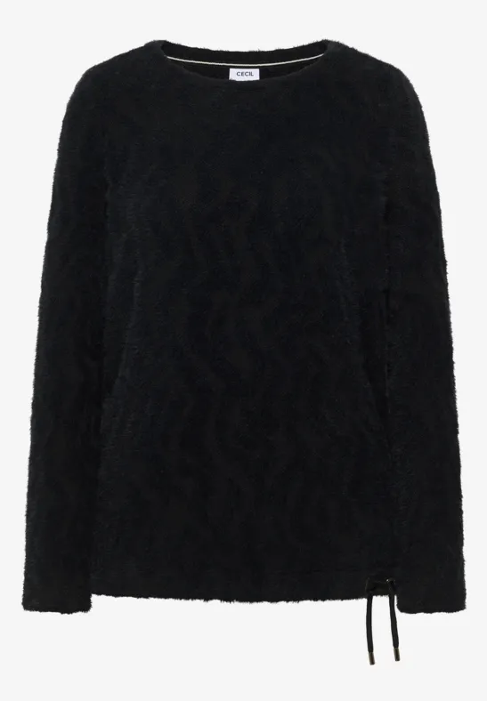 Thumbnail - Cecil Damen Federgrarn Jacquard Shirt in Schwarz, Gr: S