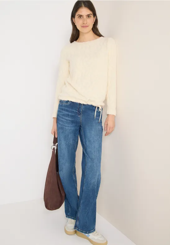 Thumbnail - Cecil Damen Federgrarn Jacquard Shirt in Weiß, Gr: L