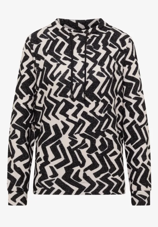 Thumbnail - Cecil Damen Cosy Shirt mit Grafikmuster in Grau, Gr: M