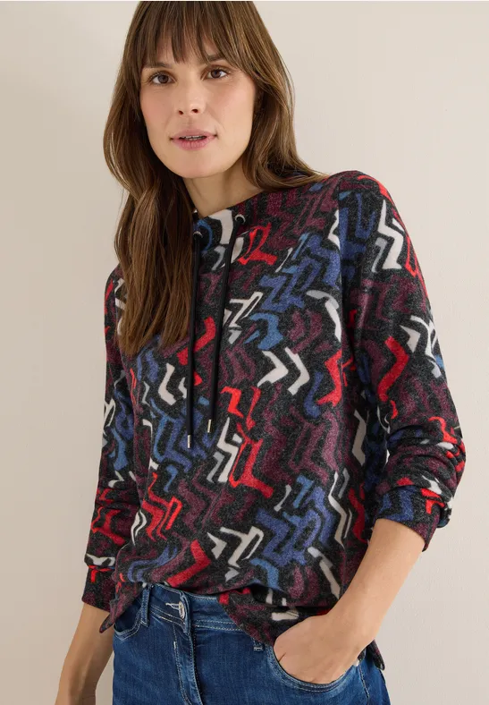 Cecil Dames Shirt met grafisch patroon in Zwart, Gr: L