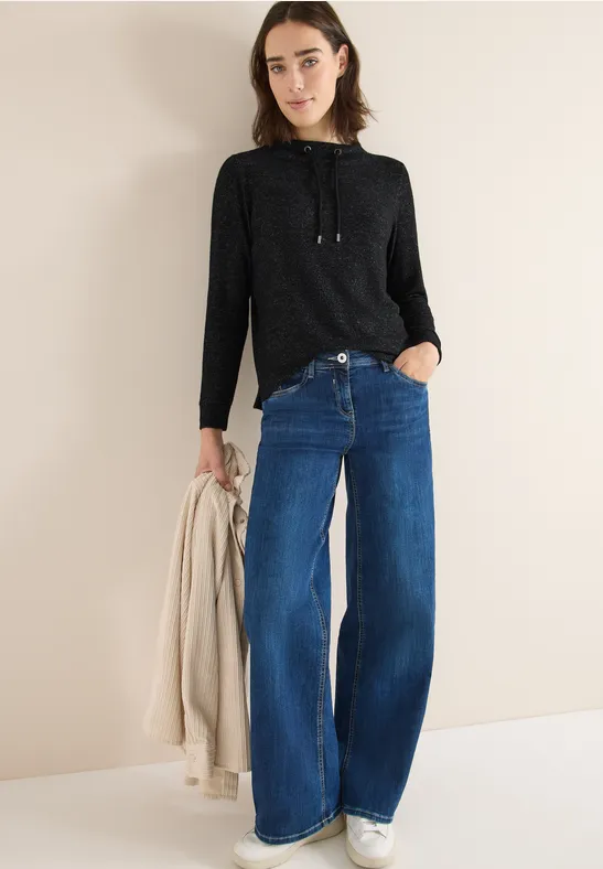 Cosy Melange Langarmshirt günstig online kaufen