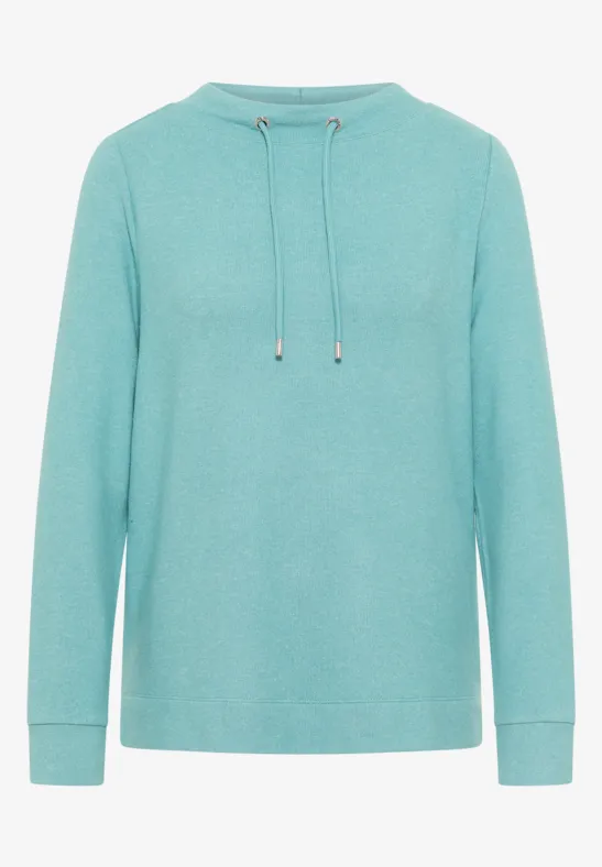 Thumbnail - Cecil Damen Cosy Melange Langarmshirt in Blau, Gr: M