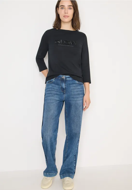 Thumbnail - Cecil Damen Shirt mit Wording in Schwarz, Gr: XL