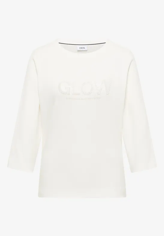 Thumbnail - Cecil Damen Shirt mit Wording in Weiß, Gr: M