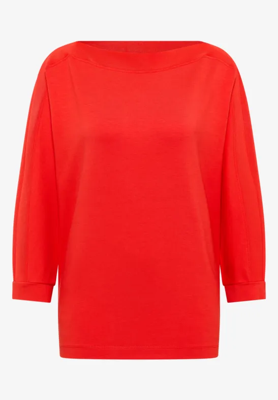 Thumbnail - Cecil Damen Batwing Shirt mit Tape in Orange, Gr: L