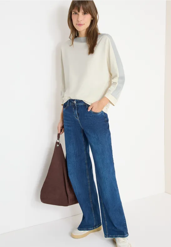 Thumbnail - Cecil Damen Batwing Shirt mit Tape in Weiß, Gr: XXL