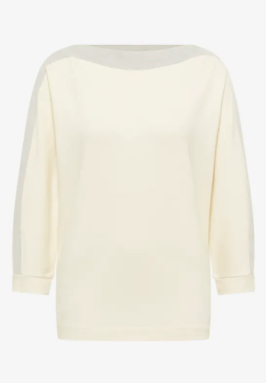 Thumbnail - Cecil Damen Batwing Shirt mit Tape in Weiß, Gr: XXL