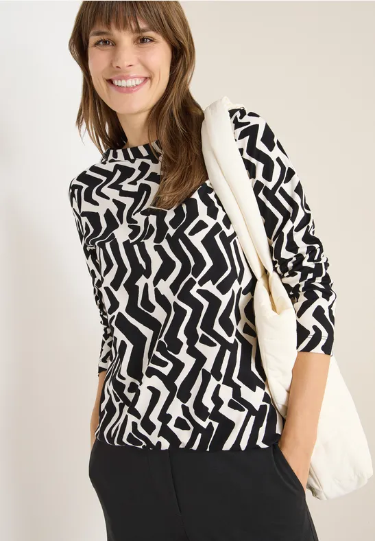 Thumbnail - Cecil Damen Gemustertes Shirt in Grau, Gr: XL